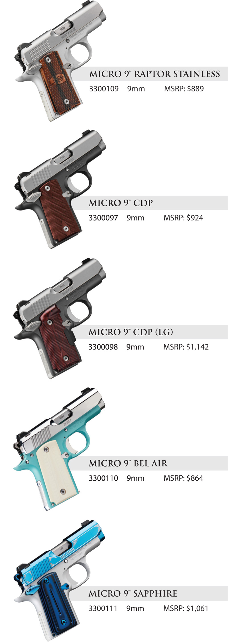 Kimber 2017 Micro 9 Family